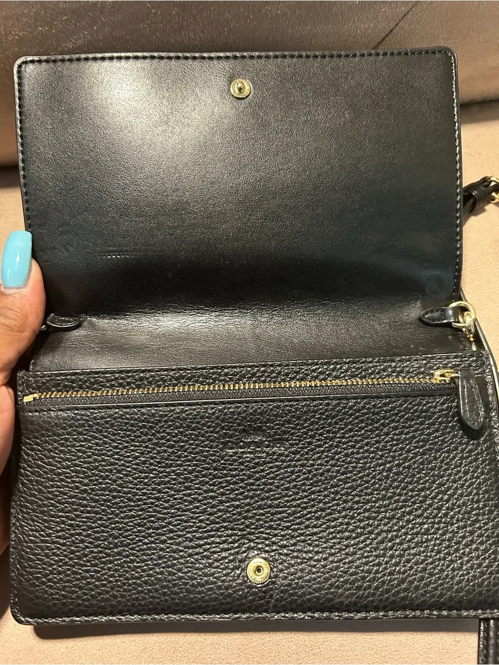 Coach Anna Foldover Clutch Leather Crossbody Wallet